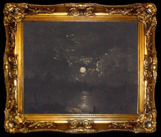 framed  Attributed to henry pether The City of London from the Thames by Moonlight (mk37), ta009-2